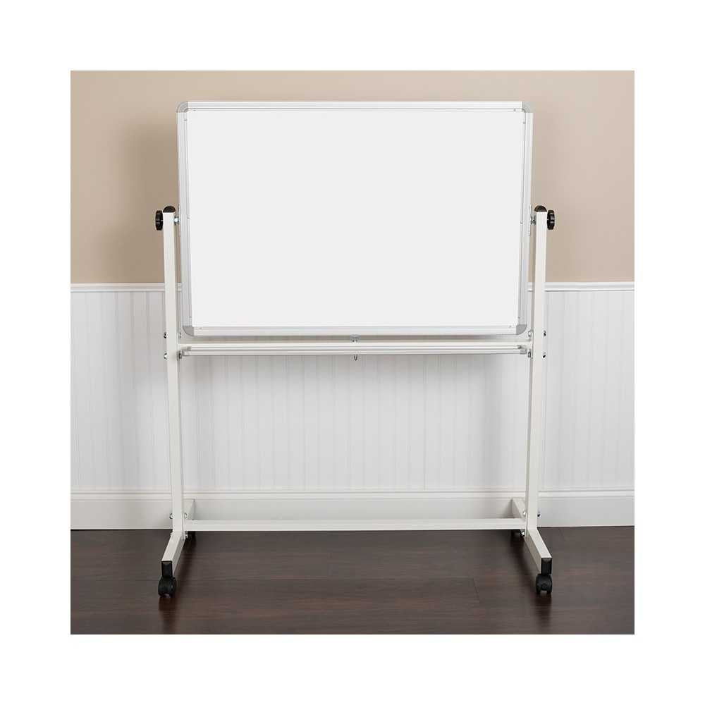 45.25"W x 54.75"H Double-Sided Mobile White Board with Pen Tray