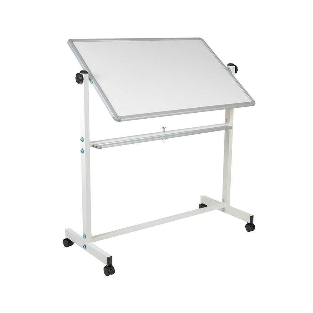 45.25"W x 54.75"H Double-Sided Mobile White Board with Pen Tray