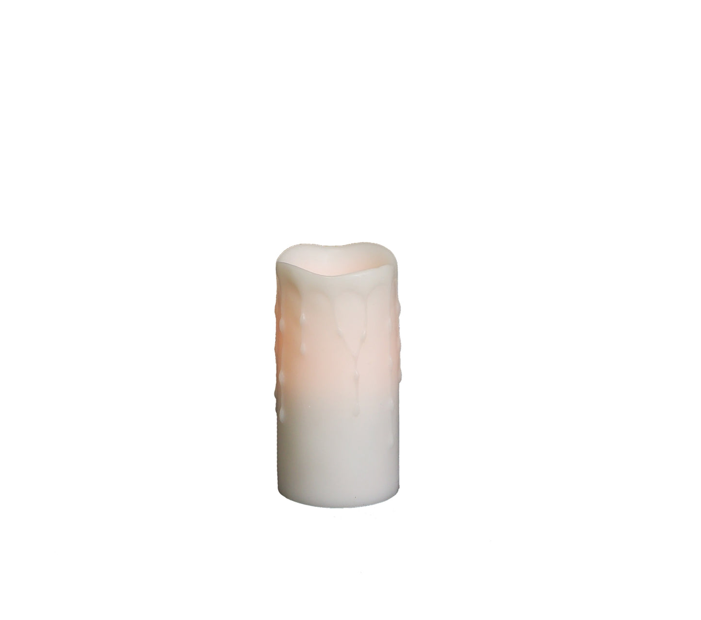 Led Wax Dripping Pillar Candle (Set Of 4) 3"Dx6"H Wax/Plastic, White