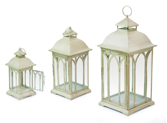 Lantern (Set Of 3)11", 16", 21"H Metal/Glass