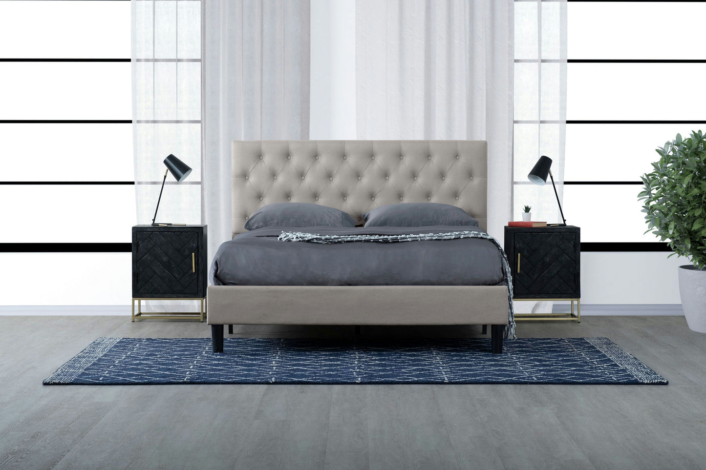 Ellie Upholstered Platform Bed, Queen
