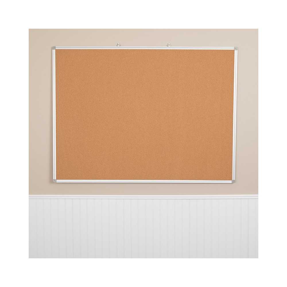 47.25"W x 35.5"H Natural Cork Board with Aluminum Frame