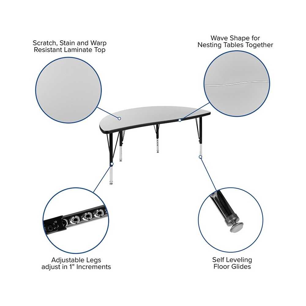 47.5" Circle Wave Collaborative Laminate Activity Table Set with 12" Student Stack Chairs, Gray/Black