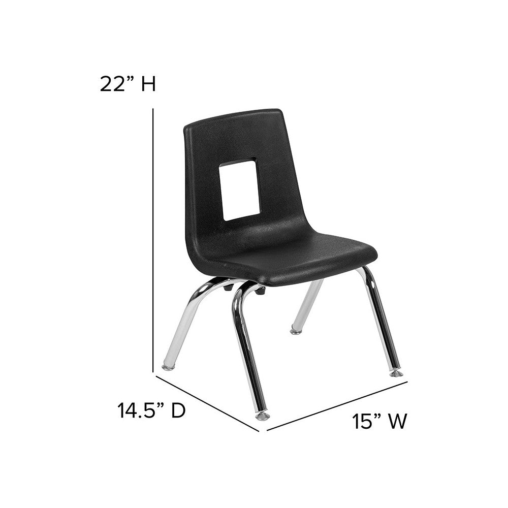 47.5" Circle Wave Collaborative Laminate Activity Table Set with 12" Student Stack Chairs, Gray/Black