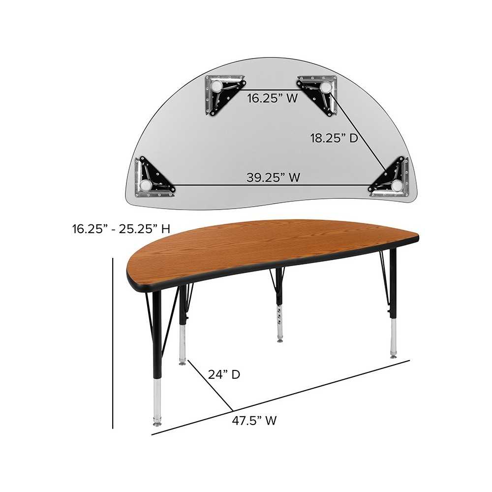 47.5" Circle Wave Collaborative Laminate Activity Table Set with 12" Student Stack Chairs, Oak/Black