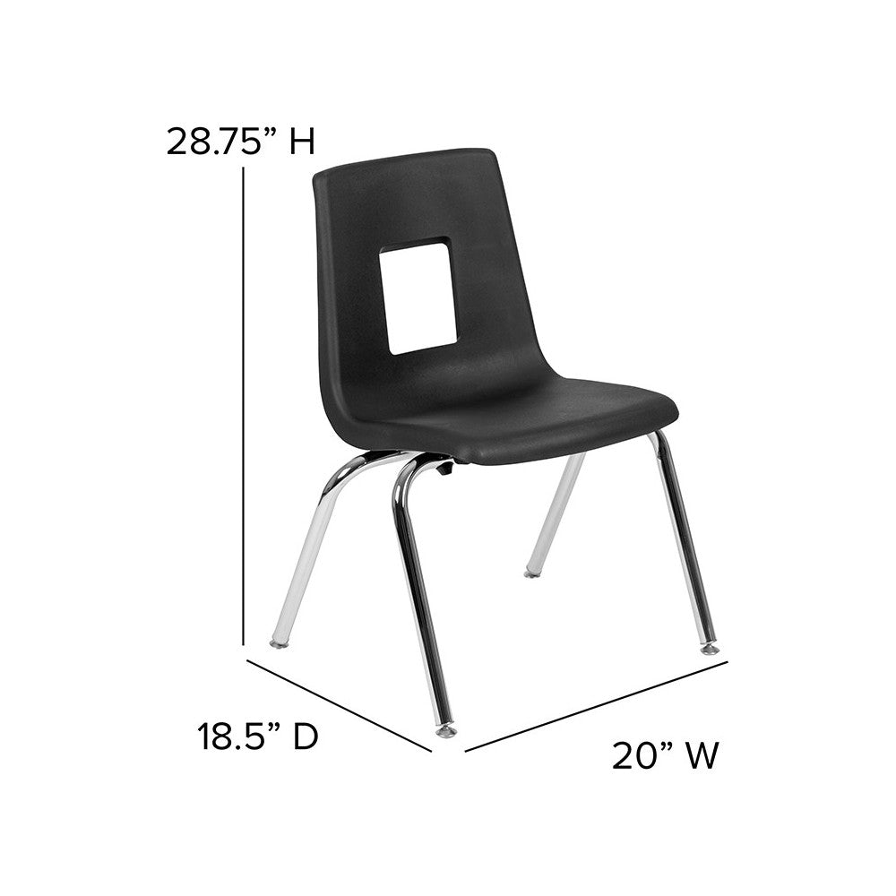 47.5" Circle Wave Collaborative Laminate Activity Table Set with 16" Student Stack Chairs, Gray/Black