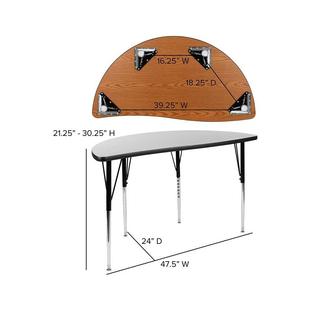 47.5" Circle Wave Collaborative Laminate Activity Table Set with 16" Student Stack Chairs, Gray/Black