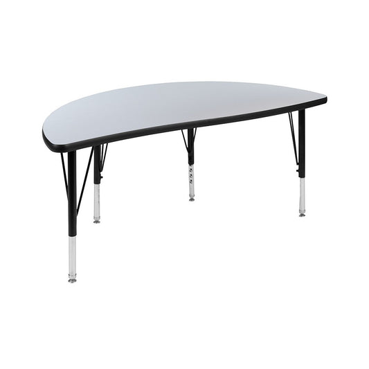 47.5" Half Circle Wave Collaborative Gray Thermal Laminate Activity Table - Height Adjustable Short Legs