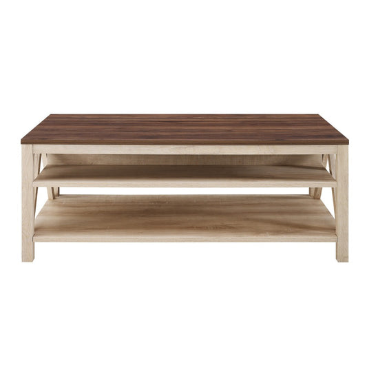 48" A Frame Farmhouse Coffee Table - Dark Walnut/White Oak