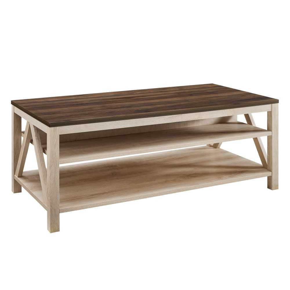 48" A Frame Farmhouse Coffee Table - Dark Walnut/White Oak