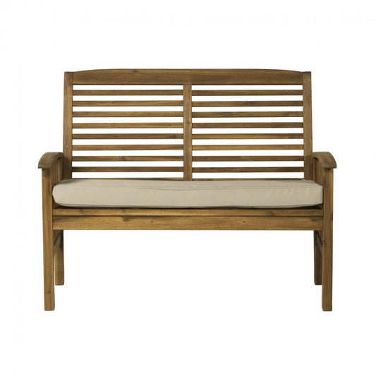 48" Acacia Wood Outdoor Patio Loveseat - Brown