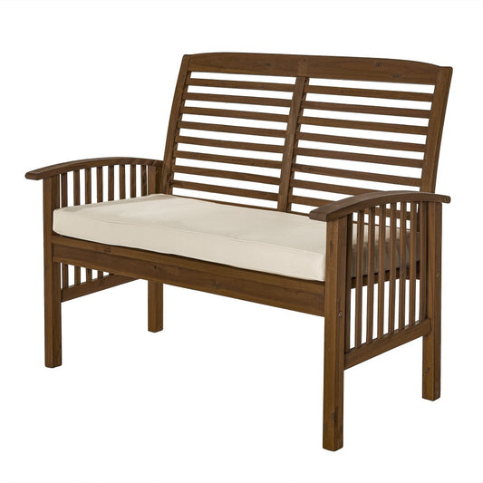 48" Acacia Wood Outdoor Patio Loveseat - Dark Brown