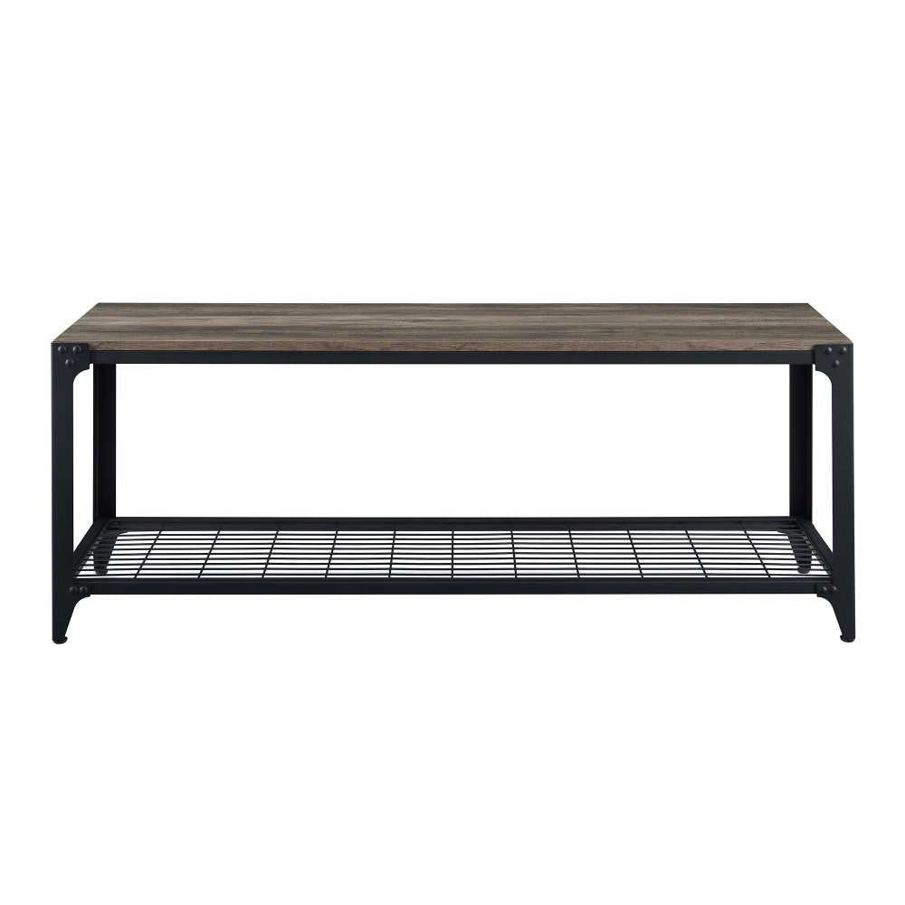 48" Industrial Angle Iron Entry Bench with Shelf - Gray Wash