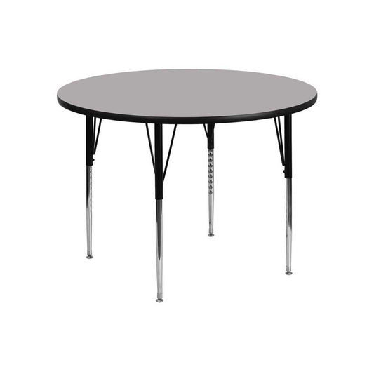 48'' Round Gray HP Laminate Activity Table - Standard Height Adjustable Legs