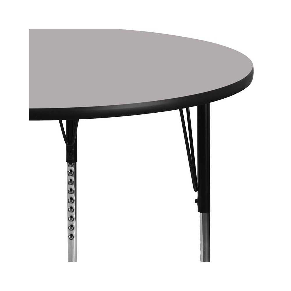 48'' Round Gray Thermal Laminate Activity Table - Standard Height Adjustable Legs