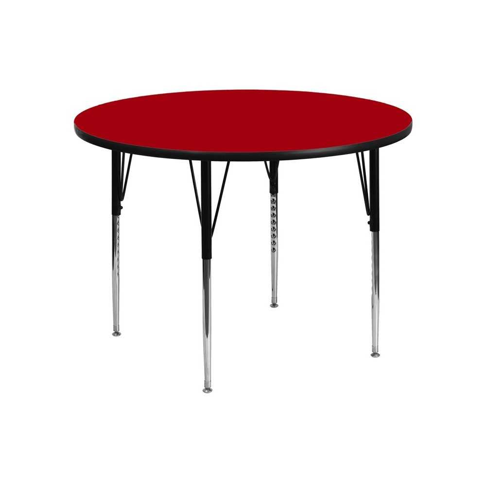 48'' Round Red Thermal Laminate Activity Table - Standard Height Adjustable Legs