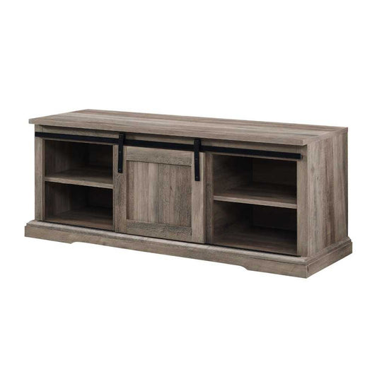 48" Sliding Grooved Door Entry Bench with Storage - Gray Wash