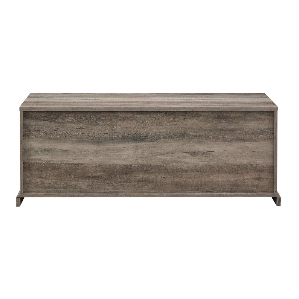 48" Sliding Grooved Door Entry Bench with Storage - Gray Wash