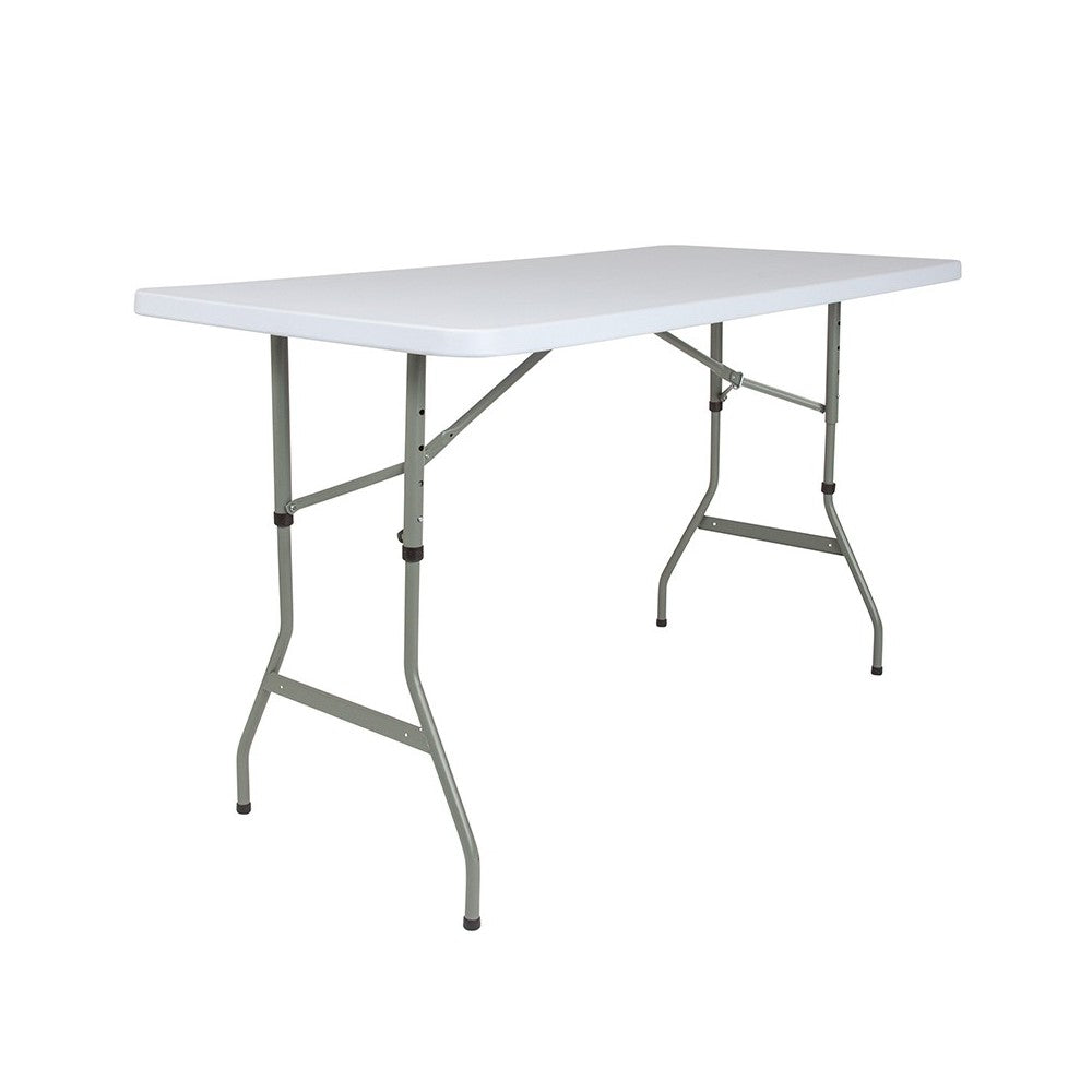 4.93-Foot Height Adjustable Granite White Plastic Folding Table