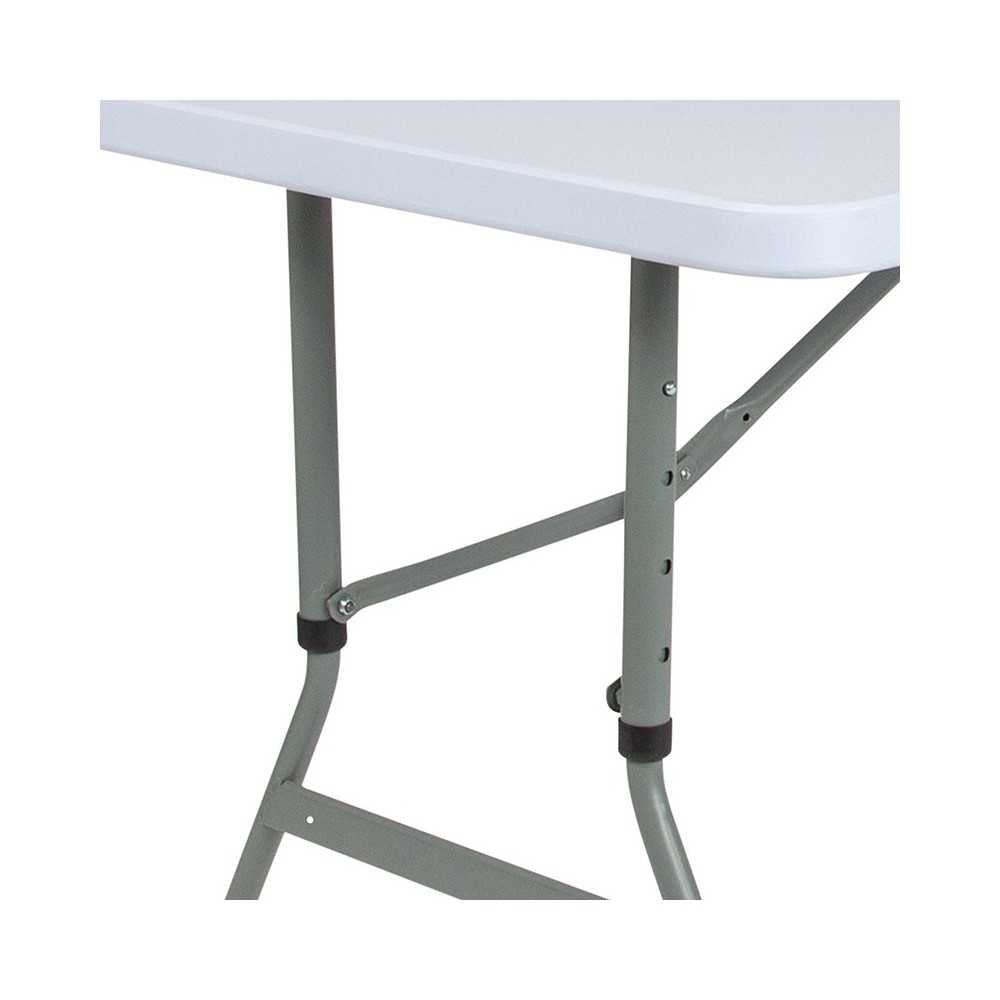 4.93-Foot Height Adjustable Granite White Plastic Folding Table