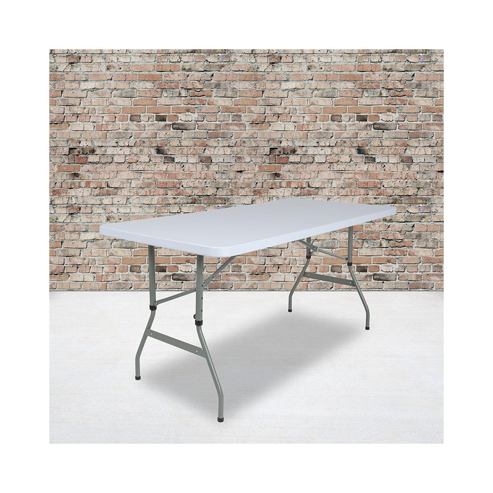 4.93-Foot Height Adjustable Granite White Plastic Folding Table