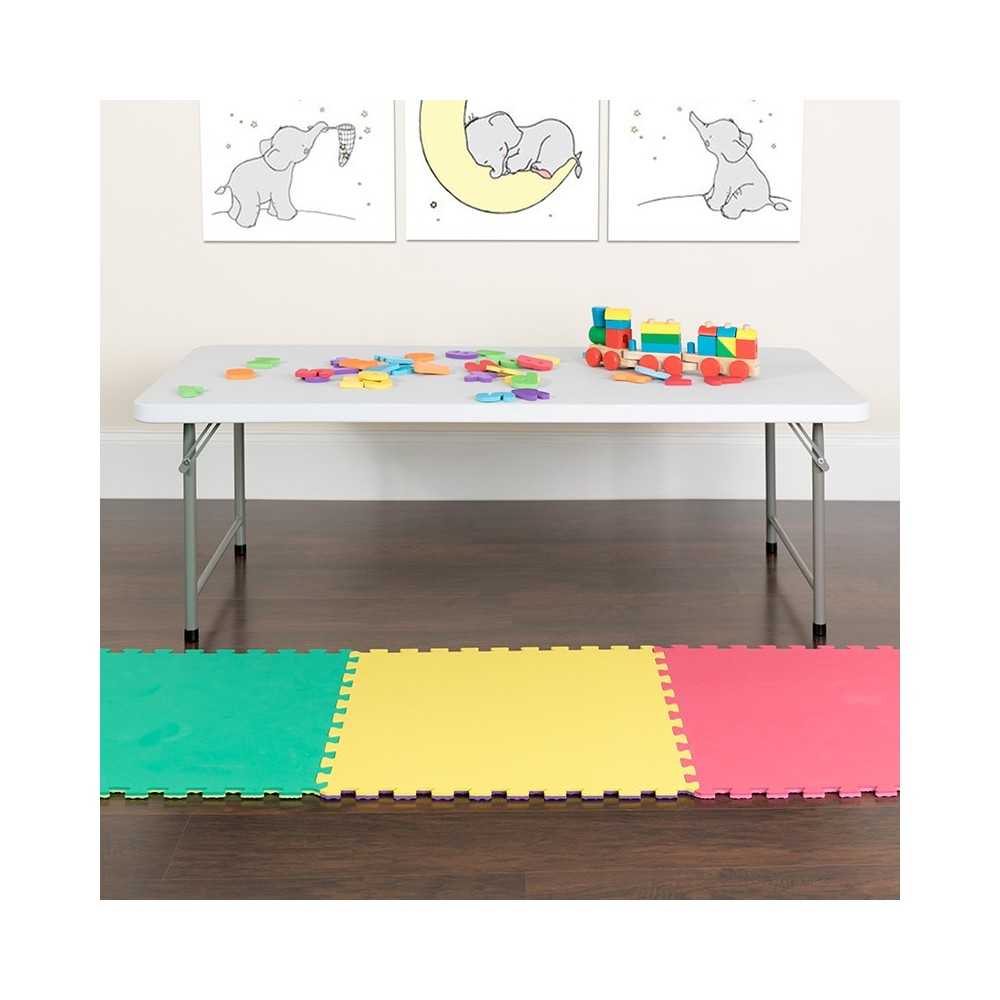 4.93-Foot Kid's Granite White Plastic Folding Table