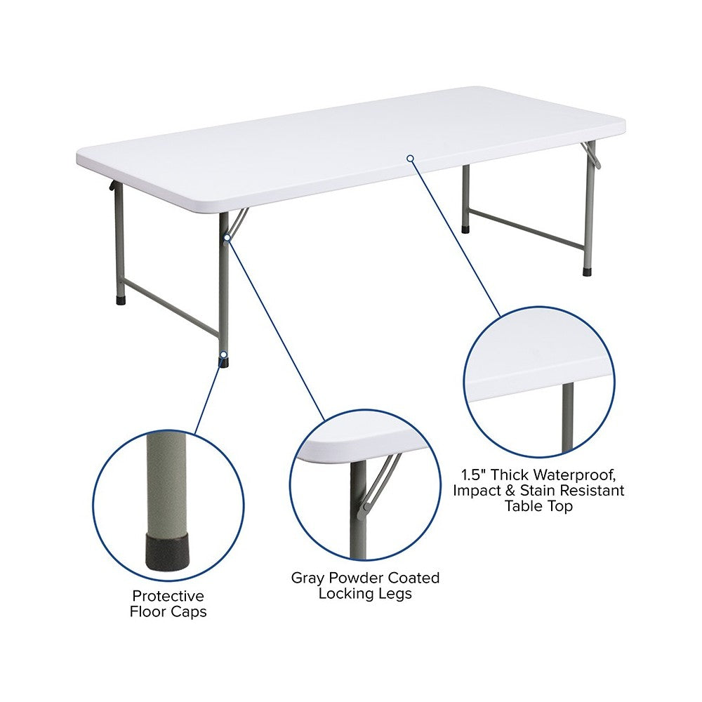 4.93-Foot Kid's Granite White Plastic Folding Table