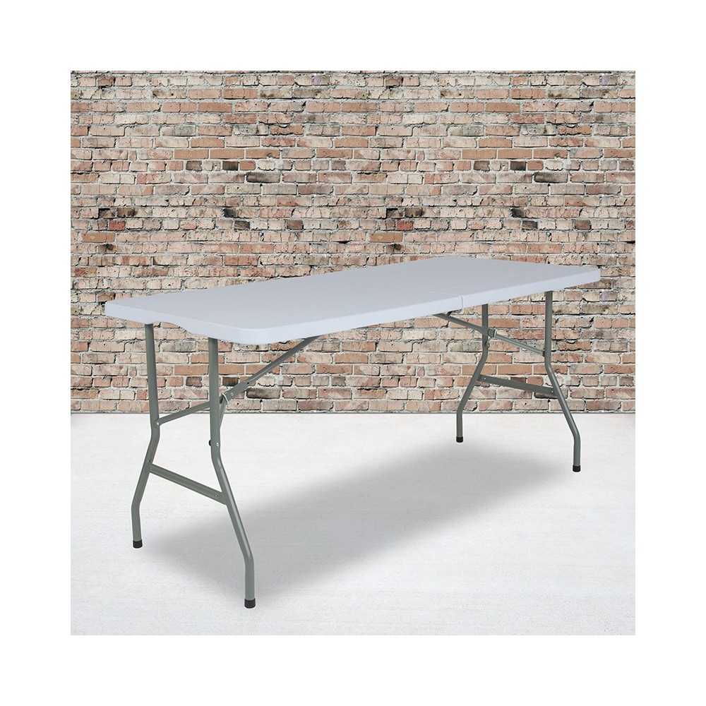 4.97-Foot Bi-Fold Granite White Plastic Folding Table