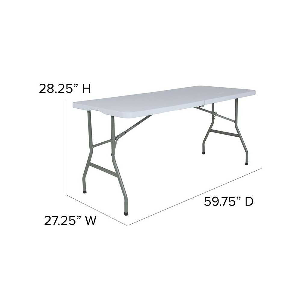 4.97-Foot Bi-Fold Granite White Plastic Folding Table