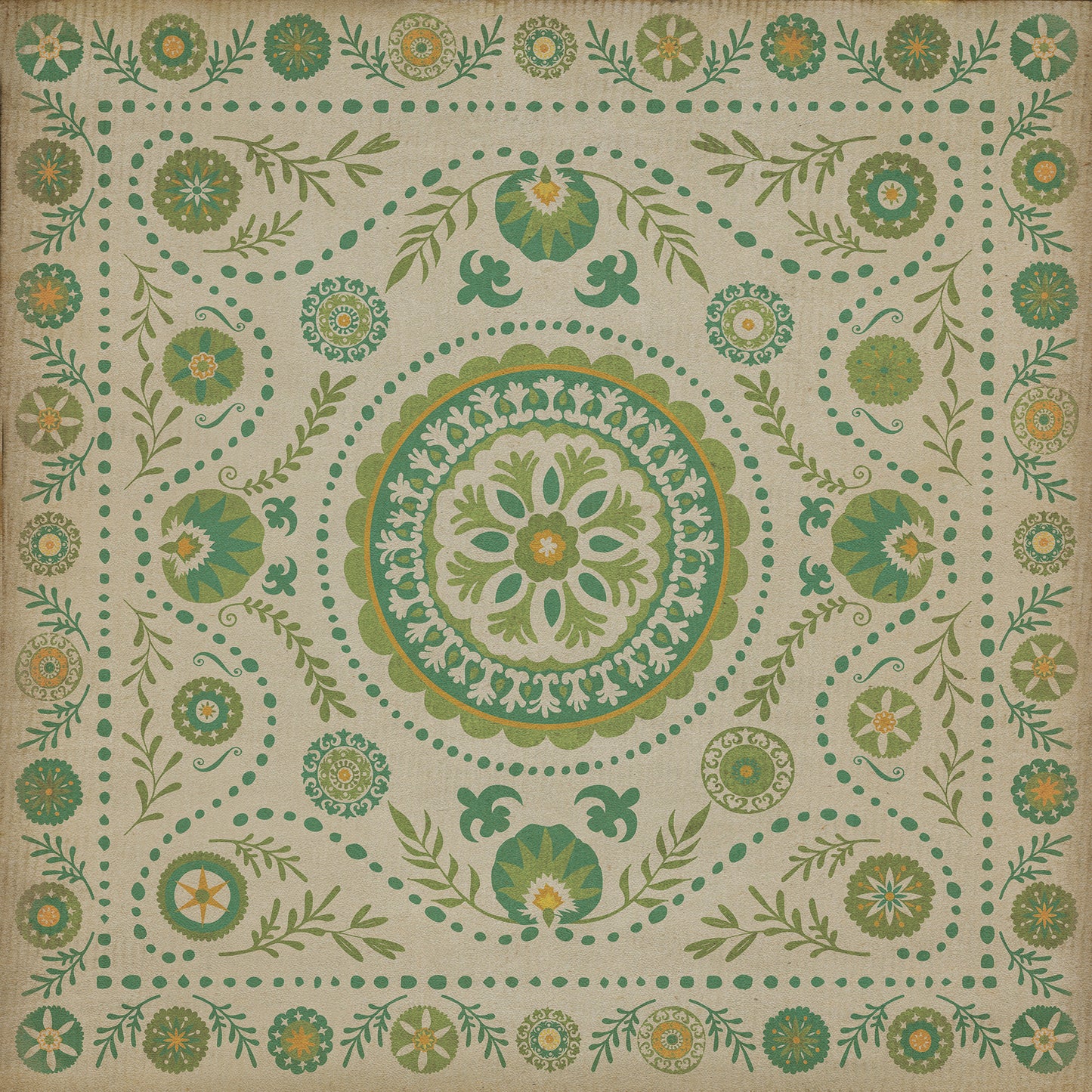 Pattern 38 Spring 48x48 Vintage Vinyl Floorcloth