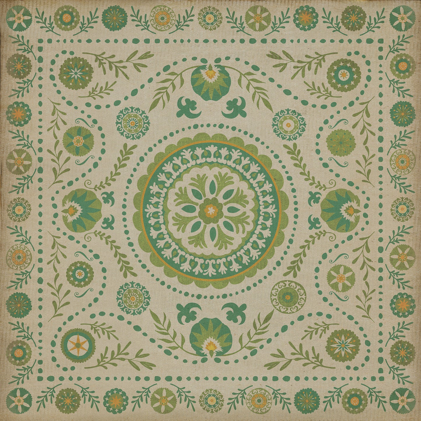Pattern 38 Spring 60x60 Vintage Vinyl Floorcloth