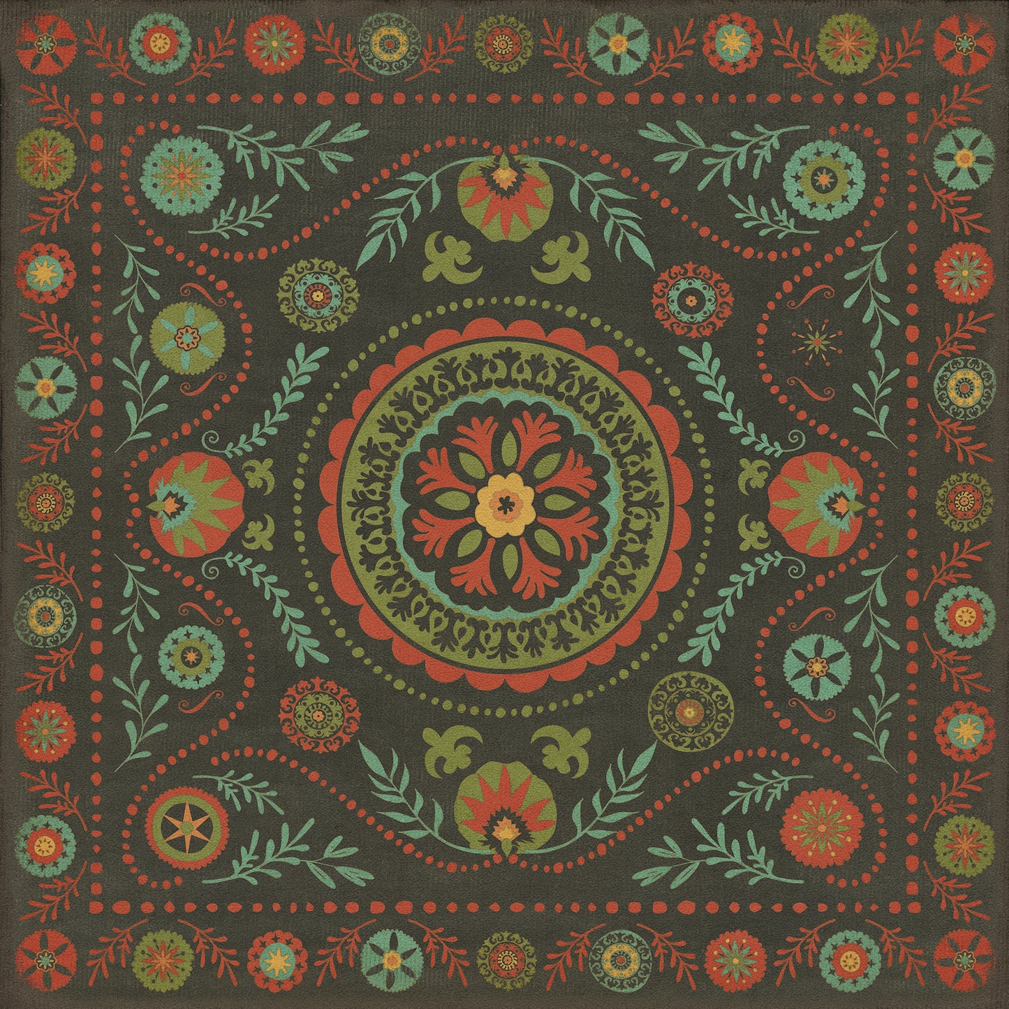Pattern 38 State of Mind 36x36 Vintage Vinyl Floorcloth