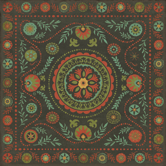 Pattern 38 State of Mind 36x36 Vintage Vinyl Floorcloth