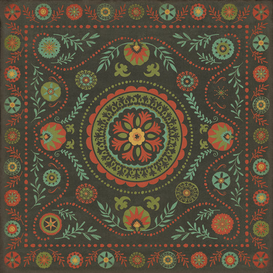 Pattern 38 State of Mind 96x96 Vintage Vinyl Floorcloth