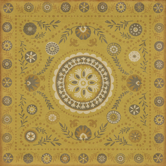 Pattern 38 The sun shines on 36x36 Vintage Vinyl Floorcloth