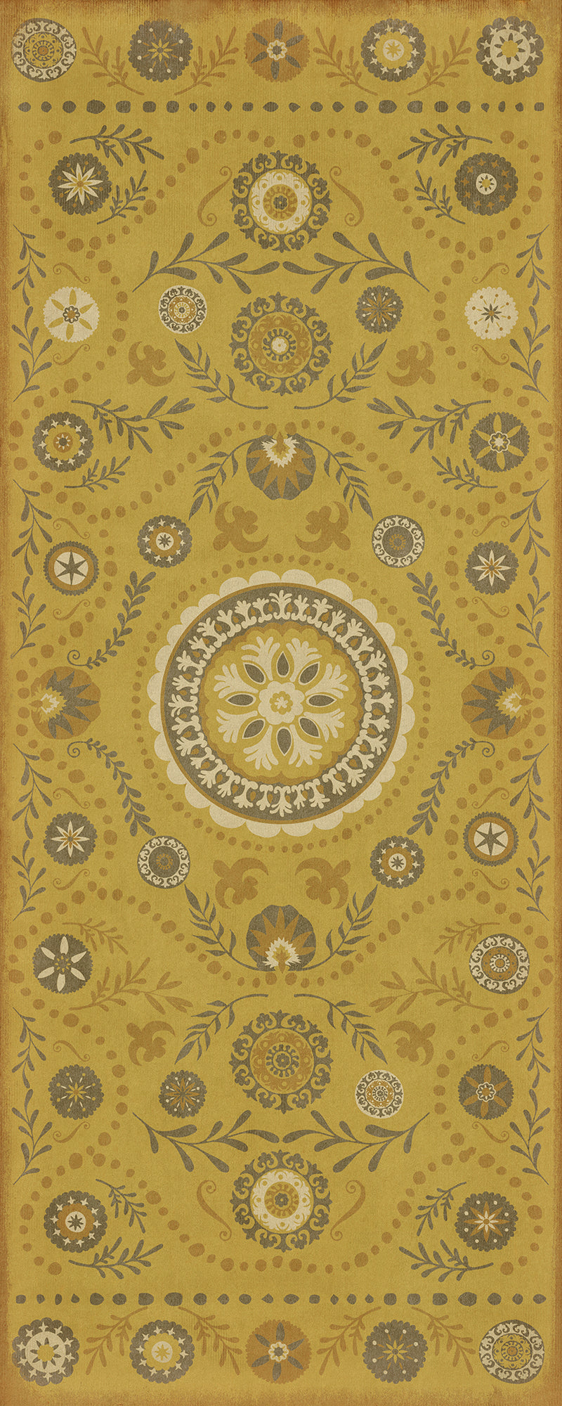 Pattern 38 The sun shines on 36x90 Vintage Vinyl Floorcloth