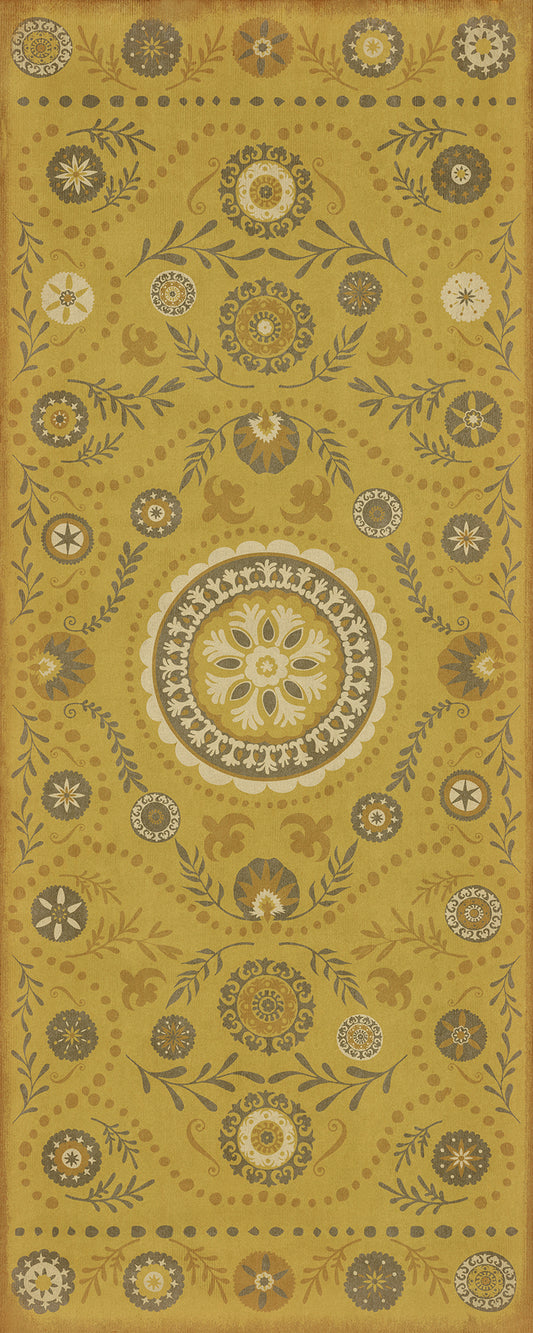 Pattern 38 The sun shines on 36x90 Vintage Vinyl Floorcloth