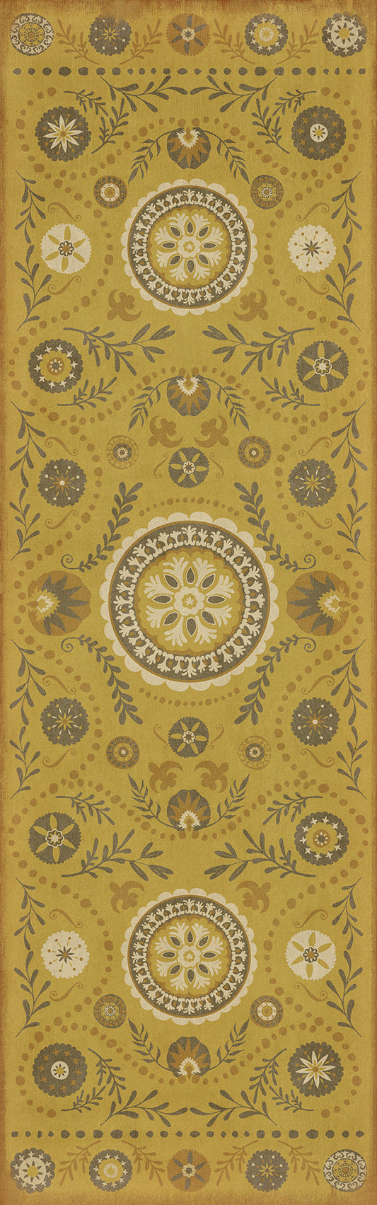 Pattern 38 The sun shines on 36x115 Vintage Vinyl Floorcloth