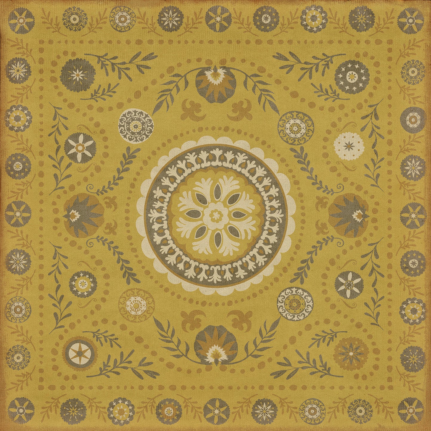 Pattern 38 The sun shines on 48x48 Vintage Vinyl Floorcloth