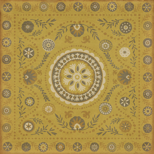 Pattern 38 The sun shines on 48x48 Vintage Vinyl Floorcloth