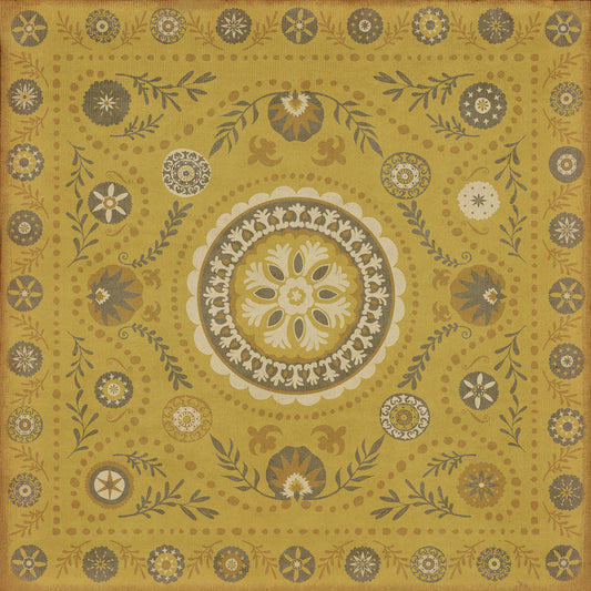 Pattern 38 The sun shines on 60x60 Vintage Vinyl Floorcloth
