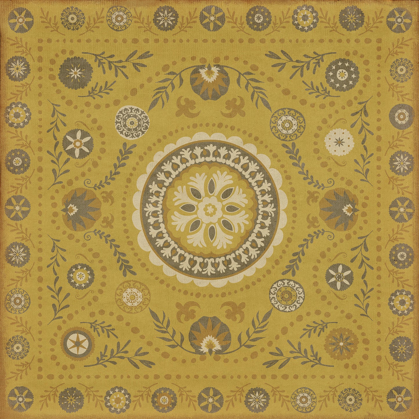Pattern 38 The sun shines on 72x72 Vintage Vinyl Floorcloth