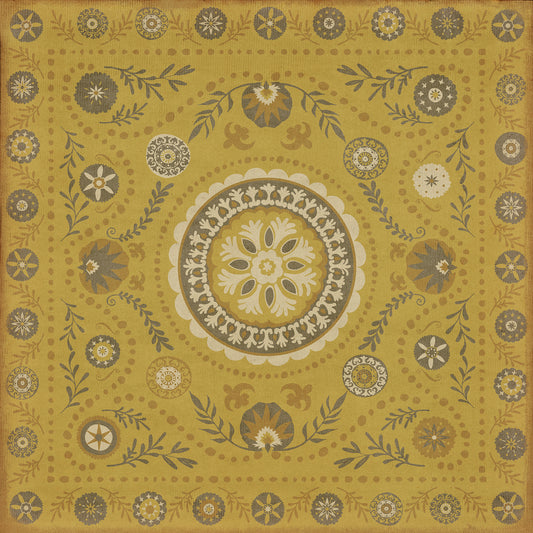 Pattern 38 The sun shines on 72x72 Vintage Vinyl Floorcloth