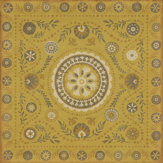 Pattern 38 The sun shines on 96x96 Vintage Vinyl Floorcloth