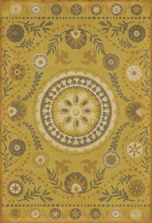 Pattern 38 The sun shines on 96x140 Vintage Vinyl Floorcloth