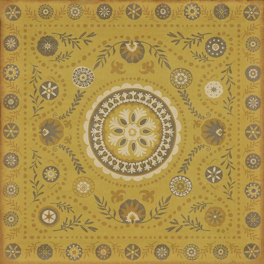 Pattern 38 The sun shines on 120x120 Vintage Vinyl Floorcloth