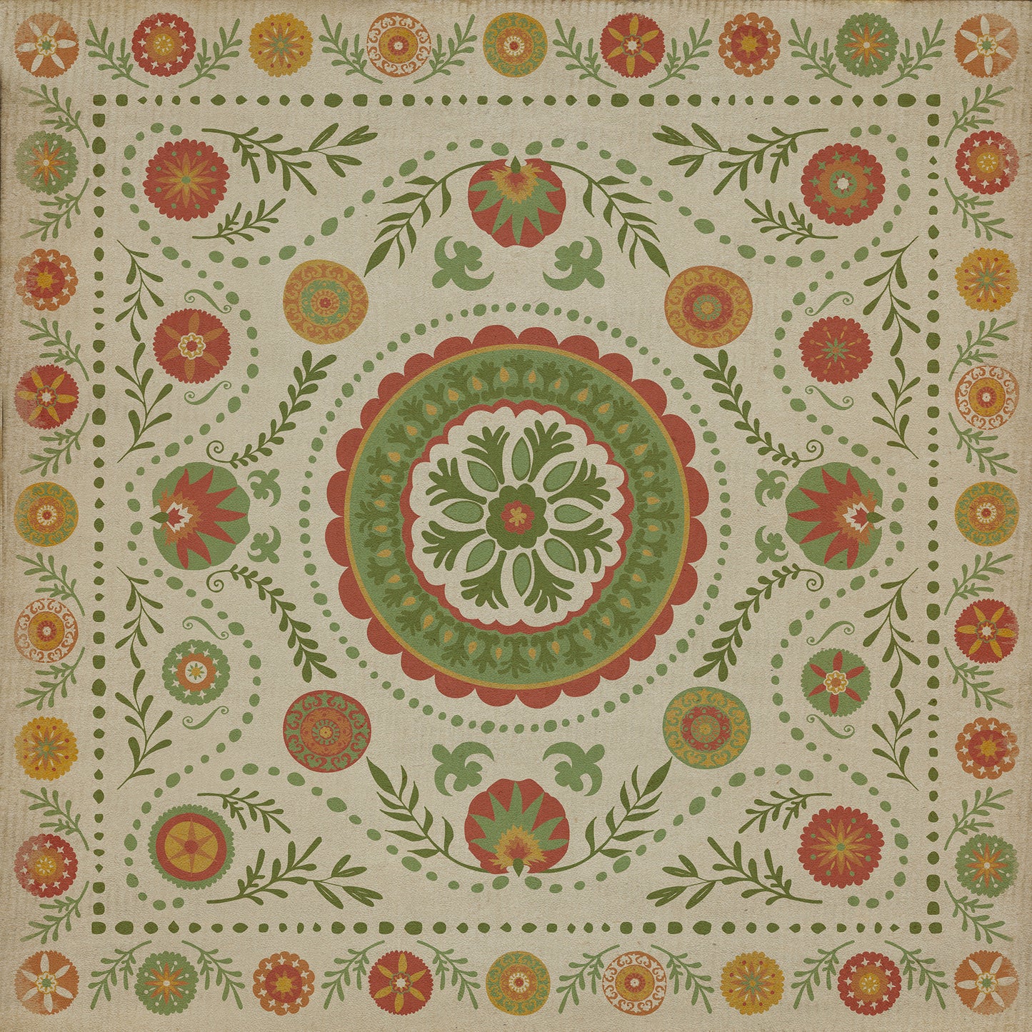 Pattern 38 Winter 48x48 Vintage Vinyl Floorcloth