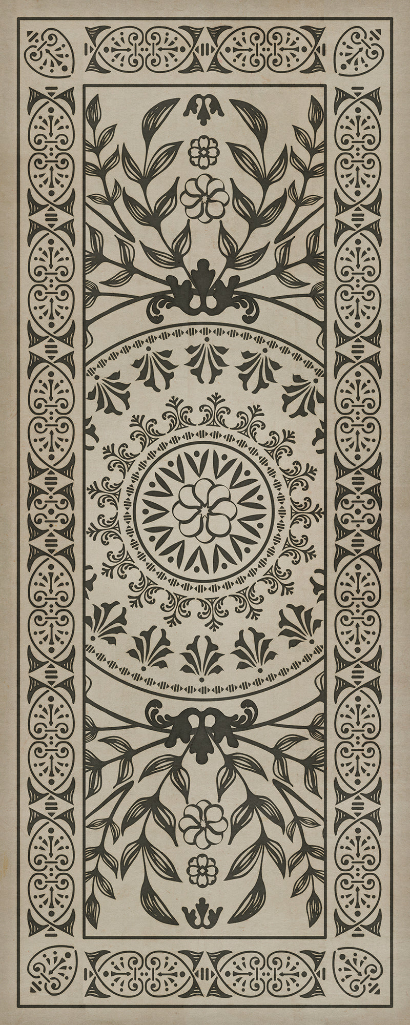 Pattern 40 Drummond Castle 36x90 Vintage Vinyl Floorcloth