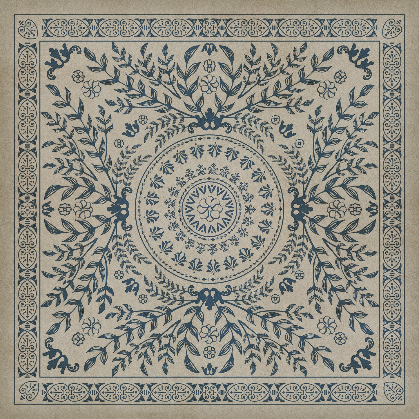Pattern 40 Isola Bella 36x36 Vintage Vinyl Floorcloth