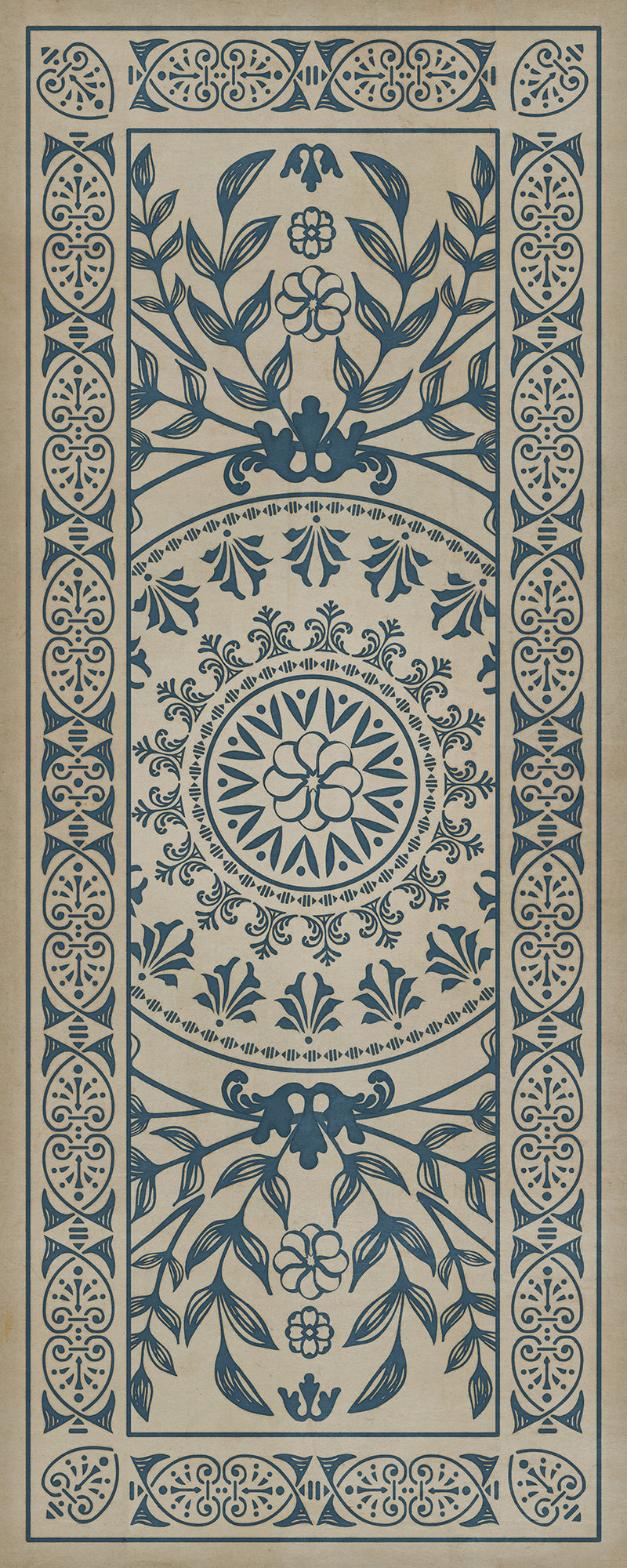 Pattern 40 Isola Bella 36x90 Vintage Vinyl Floorcloth